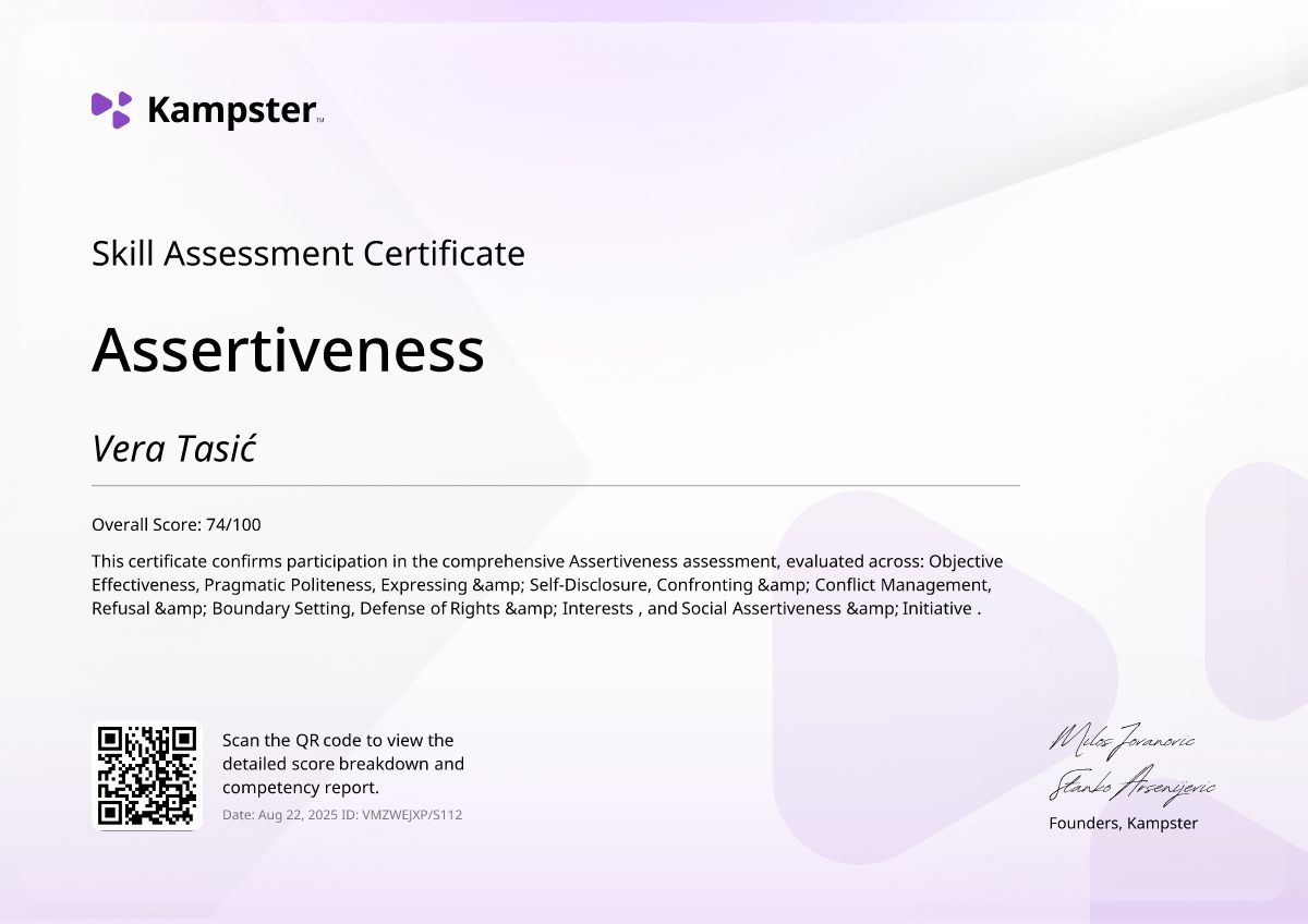 Assertiveness certificate