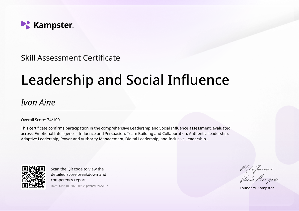 Leadership and Social Influence certificate