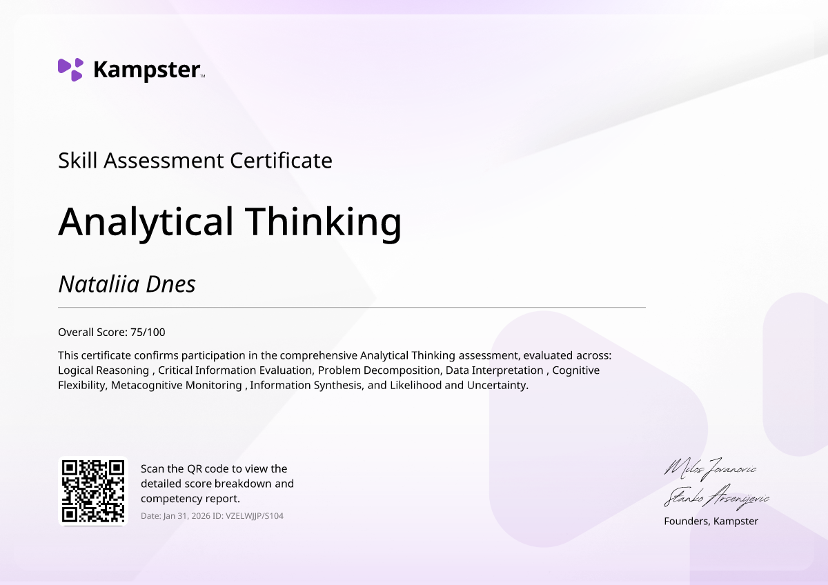 Analytical Thinking certificate
