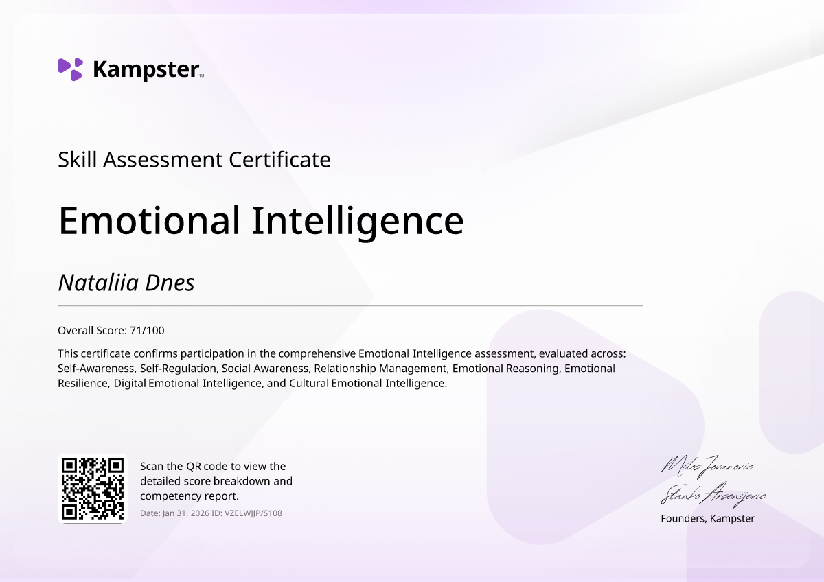 Emotional Intelligence certificate
